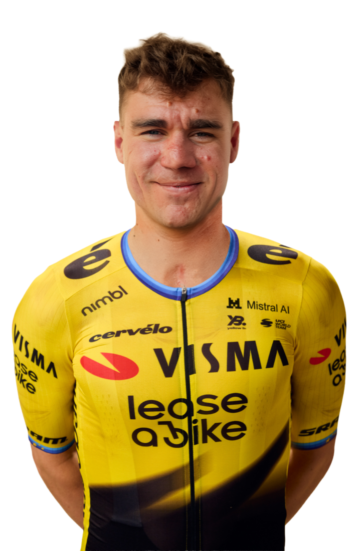 Fabio Jakobsen in the Team Visma | Lease a Bike yellow jersey